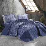 Clasy Cuvertura pat 2 persoane matlasata reversibila 240x260 cm + 2 fete perna 50x70 cm, model geometric albastru-COZA V2 (RPU-55044)
