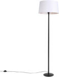 QAZQA Fekete állólámpa fehér vászon búrával 45 cm - Simplo (98579)