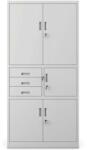 Plus Mobilier Dulap metalic Premium cu seif, 3 rafturi si 3 sertare 900x400x1800 mm (LxlxH), 50 kg/polita, Neasamblat, PLUS gri Dulap metalic 4 3 900x400x1800 50 kg 3 cheie (61004329) Dulap arhivare