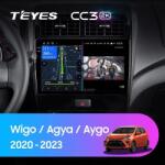 T'EYES CC3L Autós navigáció Toyota Agya 2020-2023 4+64GB 10.2" IPS Octa-core 1.6Ghz, Android 4G Bluetooth 5.1 DSP