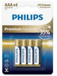 Philips Premium Alkaline AAA (LR03) elem, 4 darabos blister (Phil-LR03M4B/10)