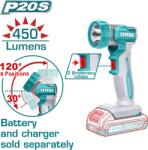 TOTAL Lampa de lucru TOTAL 20V Li-Ion, 450 lumeni, 2 moduri, fara acumulator (TWLI2058)