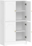 HOMCOM Dulap de bucătărie, dulap înalt cu 2 rafturi reglabile, bufet cu 4 uși arcuite 60 x 30 x 110 cm, Alb | Aosom Romania (83A-299V90WT)