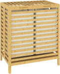 HOMCOM Coș de Rufe din Bambus 64L cu Capac, 2 Saci din Material Oxford Detașabili și Lavabili, Culoare Lemn | Aosom Romania (850-378V00AK)