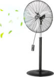 VEVOR Ipari állóventilátor 670 mm lapátátmérővel - 6800 CFM légszállítás, 3 sebességfokozat, 85°-os oszcilláció, 131-193 cm között állítható magasság, robusztus szénacél kivitel