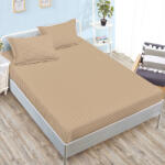 Ralex Pucioasa Husa de pat damasc cappuccino cu dungi subtile 160x200 180x200 + 2 fete perna (RPU-96870)