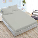 Ralex Pucioasa Husa de pat damasc gri deschis perlat cu dungi fine 160x200 180x200 + 2 fete perna (RPU-96864)