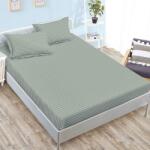 Ralex Pucioasa Husa de pat damasc gri cu dungi fine 160x200 180x200 + 2 fete perna (RPU-96879)