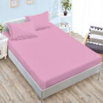 Ralex Pucioasa Husa de pat damasc roz cu dungi fine 160x200 180x200 + 2 fete perna (RPU-96880)