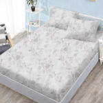 Ralex Pucioasa Husa de pat finet gri deschis cu flori fine ton pe ton + 2 fete perna cu elastic 160x200 (RPU-107705)