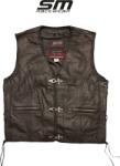 SM Racewear Vesta moto SM Racewear Sinister - piele bovina groasa, croiala in V, margini impletite si inchidere cu carabine metalice (VPS064-XL)