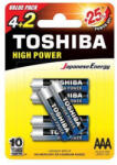 Toshiba Ceruzaelem AAA (LR03) , 1.5 Volt , 6 darab , tartós , elem , High Power , TOSHIBA (00152654)