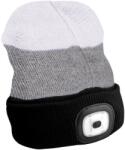 SIXTOL sapka fejlámpával 180lm, újratölthető, USB, univerzális méret, pamut/PE, fekete/szürke/fehér (SX5009)