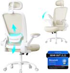 SONGMICS ergonomikus irodai szék, felhajtható kartámasz, cappuccino bézs (OBN047K01)