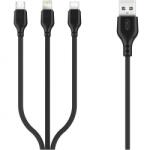 XO Cablu Incarcare USB-A - Lightning / microUSB / USB-C XO Design NB103 3in1, 10W, 1m, Negru