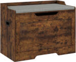 HOMCOM Bancă de Depozitare de 103L Multifuncțională, nuanță de Lemn cu Pernă din Țesătură Gri, 75x40x56 cm | Aosom Romania (838-466V00RB)