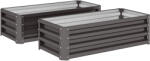 Outsunny Set jardiniere metalice 2 buc. , Fund deschis, Pentru grădină și balcon, 110x50x30cm, Gri închis | Aosom Romania (84H-013V00CG)