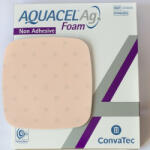 AQUACEL Ag Foam nem öntapadó, ezüstionos Hydrofiber habkötszer, 20 × 20 cm
