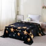 Ralex Pucioasa Patura cocolino neagra cu stele aurii 200x230 cm (RPU-90468) Patura