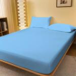 Ralex Pucioasa Husa de pat jersey bleu ciel din bumbac 100% cu elastic + 2 fete de perna incluse (RPU-75050)