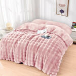 Ralex Pucioasa Patura cocolino roz deschis cu model pufos in relief 200x230 cm (RPU-83361) Patura