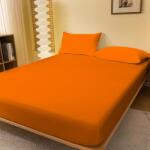 Ralex Pucioasa Husa de pat jersey portocaliu intens din bumbac 100% cu elastic + 2 fete de perna incluse (RPU-75056)