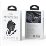 YESIDO Y71 autós töltő 125W gyorstöltés 4in1 LED + C+iP kábel 65W fekete (Y71)