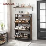 VASAGLE Cipőtároló, Vasagle, fekete, 80x30x131 cm (LBS802B01)