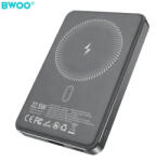 BWOO P82 BO külső akkumulátor 10000 mAh 15 W vezeték nélküli töltéssel sötétszürke (BO-P82 DGY)