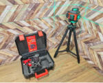 King Tools Kintools profi 16 vonalas önbeállós szintezőlézer, zöld vonallézer, 2 db akku, állvány, kiegészítők, KT-9908