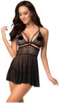 Obsessive 838-BAB-1 - áttetsző, csipkés babydoll szett (fekete) - XXL/XXXL (93066600005)