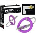 You2Toys Penisplug - szilikon makkgyűrű kúpos dilátorrall (lila-ezüst)