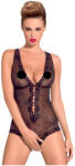 Obsessive Fiorenta - gyöngyös, nyitott, csipke body (fekete) - L/XL (26425221131)