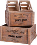 AdTrend Set 4 cutii depozitare lemn maro negru Farmers 20 x 15 x 16 cm, 35 x 25 x 18 cm, 40 x 30 x 20 cm (80836B)