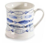 Decorer Cana portelan, cutie cadou alb albastru Fish 8.5x8.5 cm, 280 ml (A72.10.40C)