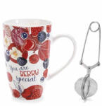 Decorer Cana ceai cu infuzor, portelan multicolor in cutie cadou Ø 8, 5 cm x 13, 5 H, 450 ml (A72.08.19B)