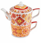 Decorer Set ceainic, ceasca portelan multicolor Maiolica 17x10x15 cm, 450 ml, 250 ml (A72.12.64B)