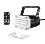 FTS Stroboszkóp RGB+W, 48 LED + Távirányító - Házibuli Fényhatás