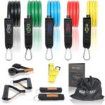high pulse Set antrenament extensor cu 11 accesorii, high pulse, benzi de rezistenta pentru antrenament de forta, antrenamente la domiciliu si yoga (HIGH-000074)