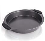 HEYNNA Tava de copt rotunda, Tava pentru prajituri din otel carbon neaderenta, Rezistenta pana la 230°C, Manere detasabile din silicon, Ideala pentru coacerea painii, a prajiturilor (HEYN-000040)