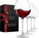 Elixir Glassware Set 4 pahare Premium, ELIXIR GLASSWARE, din Cristal, cu picior, 650 ml, potrivit pentru degustari, nunta. aniversari, petreceri, Transparent (662187717449) Pahar