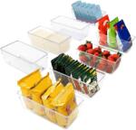 KURTZY Set 8 organizatoare, Kurtzy, 20 x 10 x 8 cm, din plastic fara BPA, cu maner, pentru alimente, frigider, casa, Trasparent (5060490956657)