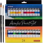 Intrend Set 24 Vopsele acrilice int! rend, cu 2 pensule, rezistente la apa pentru hartie, lemn, panza, argila, pietre, ipsos, 12 ml (4260654230031)