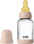 BIBS - Set complet biberon din sticla anticolici cu tetina din latex, flux lent, 120 ml, Blush (5019244)