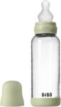 BIBS - Set complet biberon din sticla anticolici cu tetina din silicon, flux mediu, 240 ml, Sage (50201250)