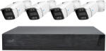 PNI House IPMAX POE 3 Biztonsági kamera készlet, NVR 4 POE porttal, ONVIF és 4 3MP IP kamera, kültéri, Power over Ethernet, chipérzékelés, mozgásérzékelés, 4 kábel, tápegység, egér