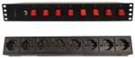 TECHLY I-CASE STRIP-815I 19" Рак Стрип 1.5U, 8x UNEL контакта отзад, 8x превключвател отпред (I-CASE STRIP-815I)