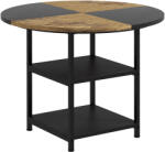 HomCom Masă Rotundă pentru 4-6 Persoane, Industriala, Rafturi Depozitare, 100cm, Negru | Aosom Romania (83A-050V80BK)
