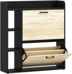 HOMCOM Dulap pentru pantofi slim cu 2 sertare și 3 compartimente deschise, Capacitate 15 perechi, 83x24x90.5 cm, Negru | Aosom Romania (837-675V00BK) Comoda