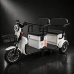  Elektromos tricikl V6, Saige, vezetői engedély nélkül, kétüléses, 1800 W-os motorral, 72 V 24 Ah-s akkumulátorral, 60 km-es hatótávval, 220x88x105 cm mérettel, 25 km/h maximális sebességgel,